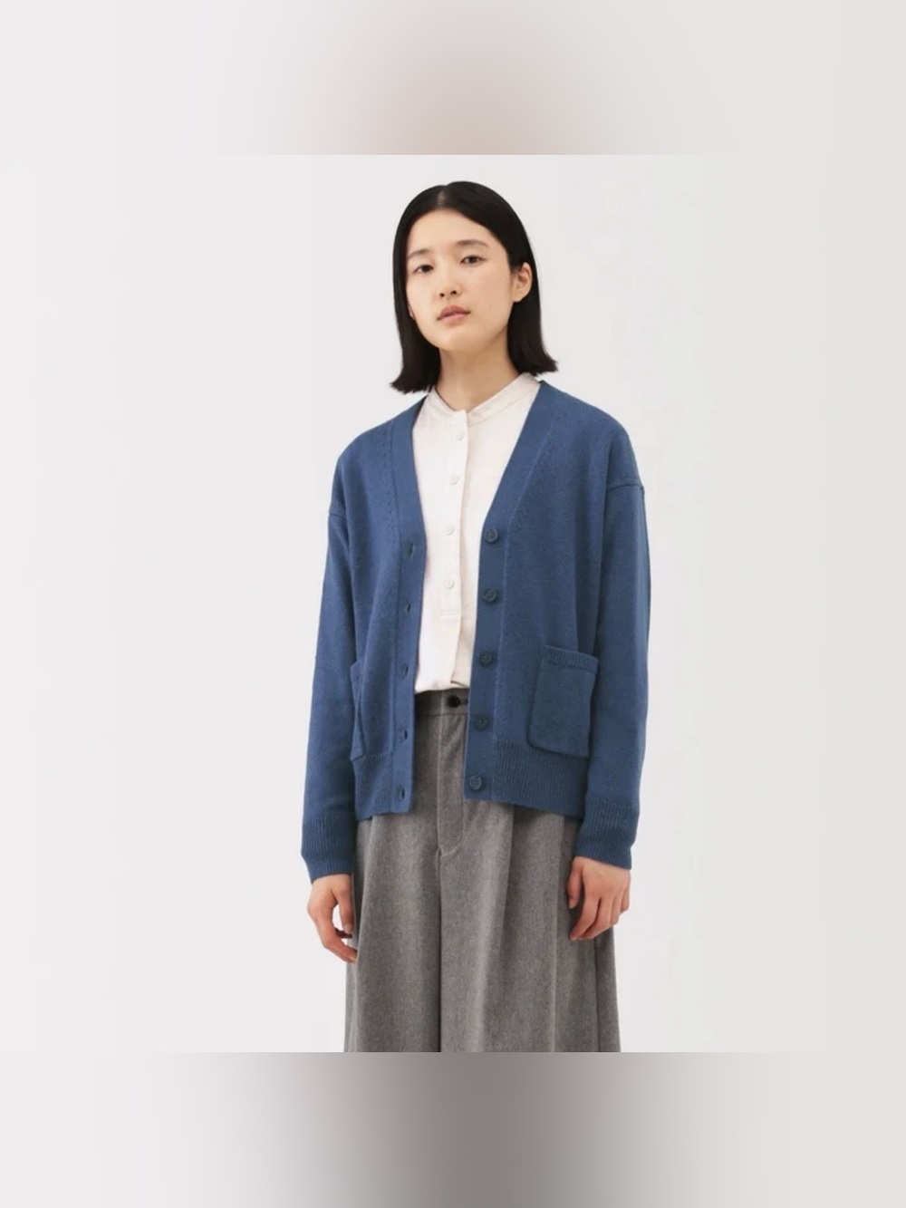 MUJI blue wool cardigan